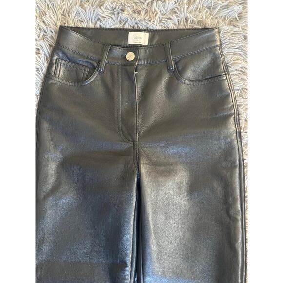 Wilfred Pants Womens Size 0 High Rise Vegan Leather Straight Leg Faux PU Aritzia - Picture 2 of 10